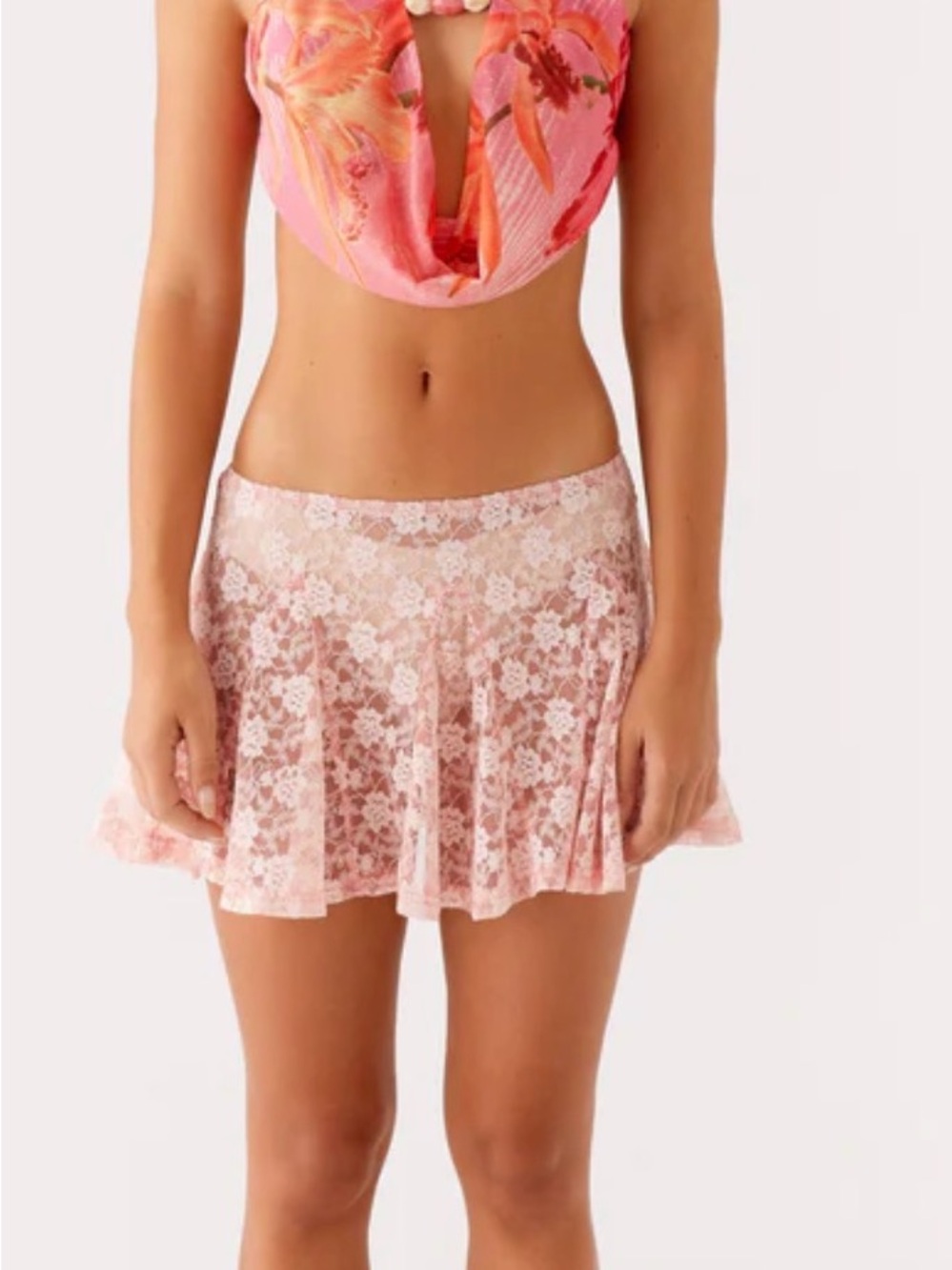 Peppermayo Sheer Lace Mini Skirt